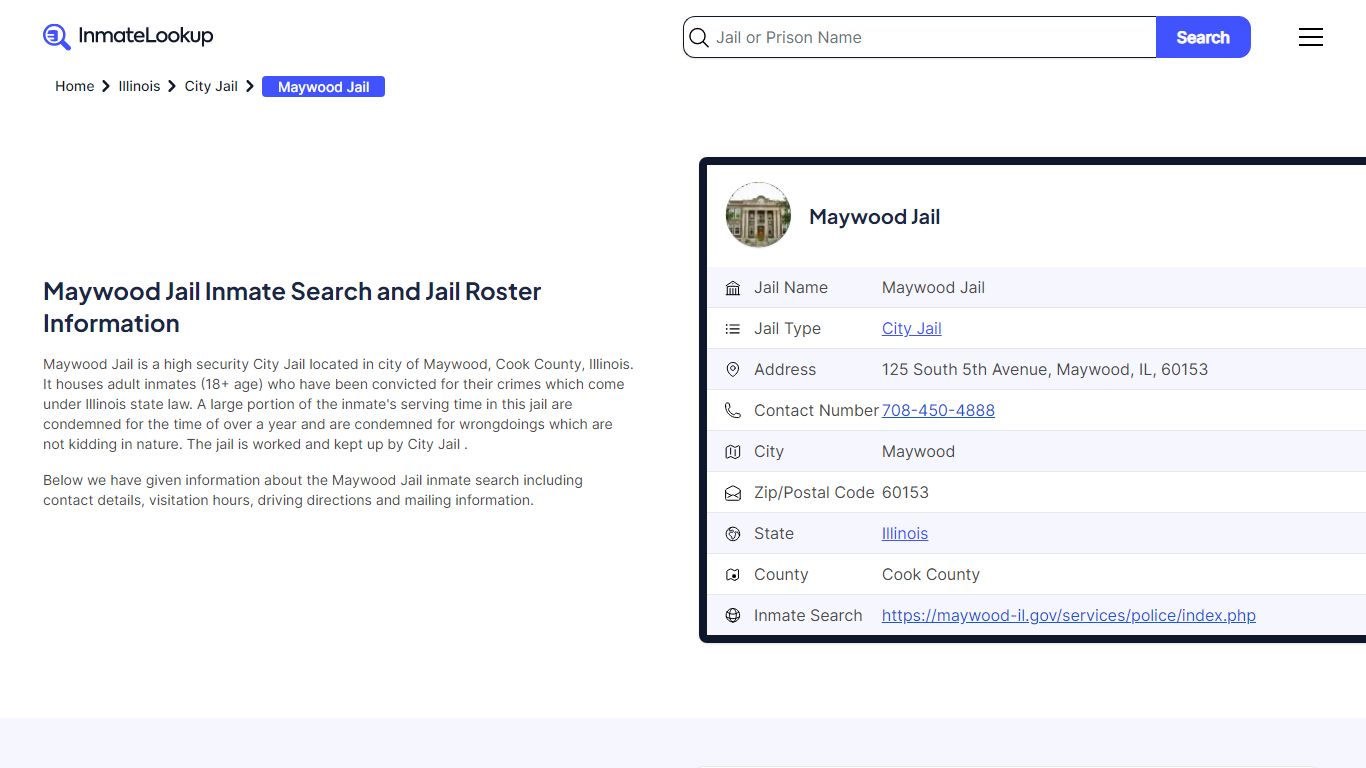 Maywood Jail Inmate Search and Jail Roster Information
